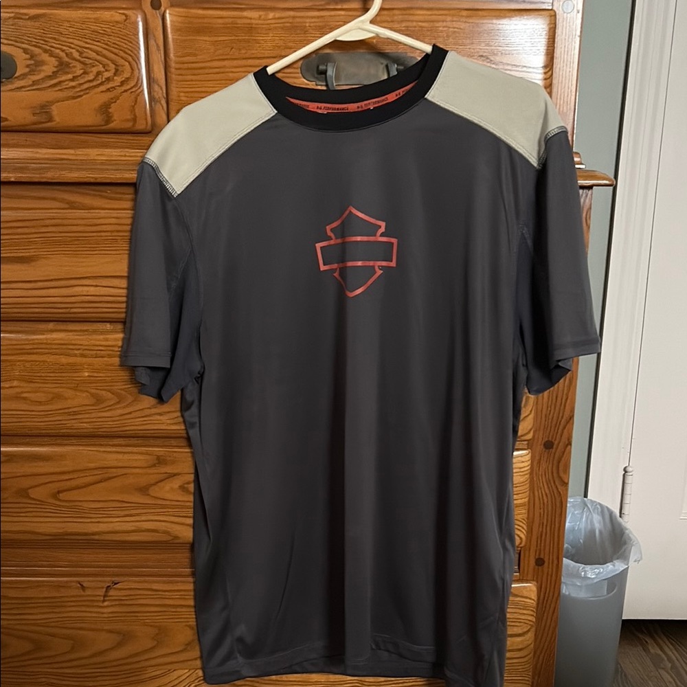 Harley-Davidson Dri-Fit Gray and Black Short Sleeve Tee
